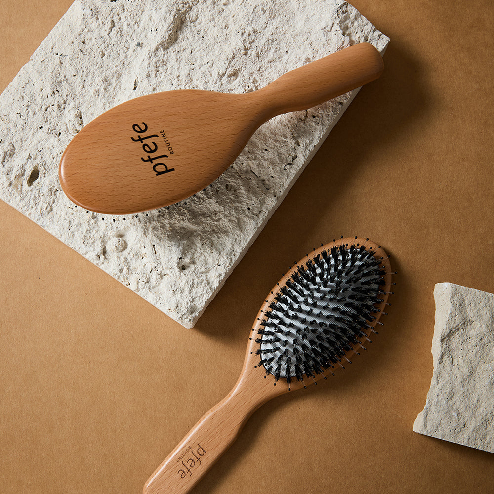 PFEFE Boar and Nylon Bristle Hair Brush Wooden Comb