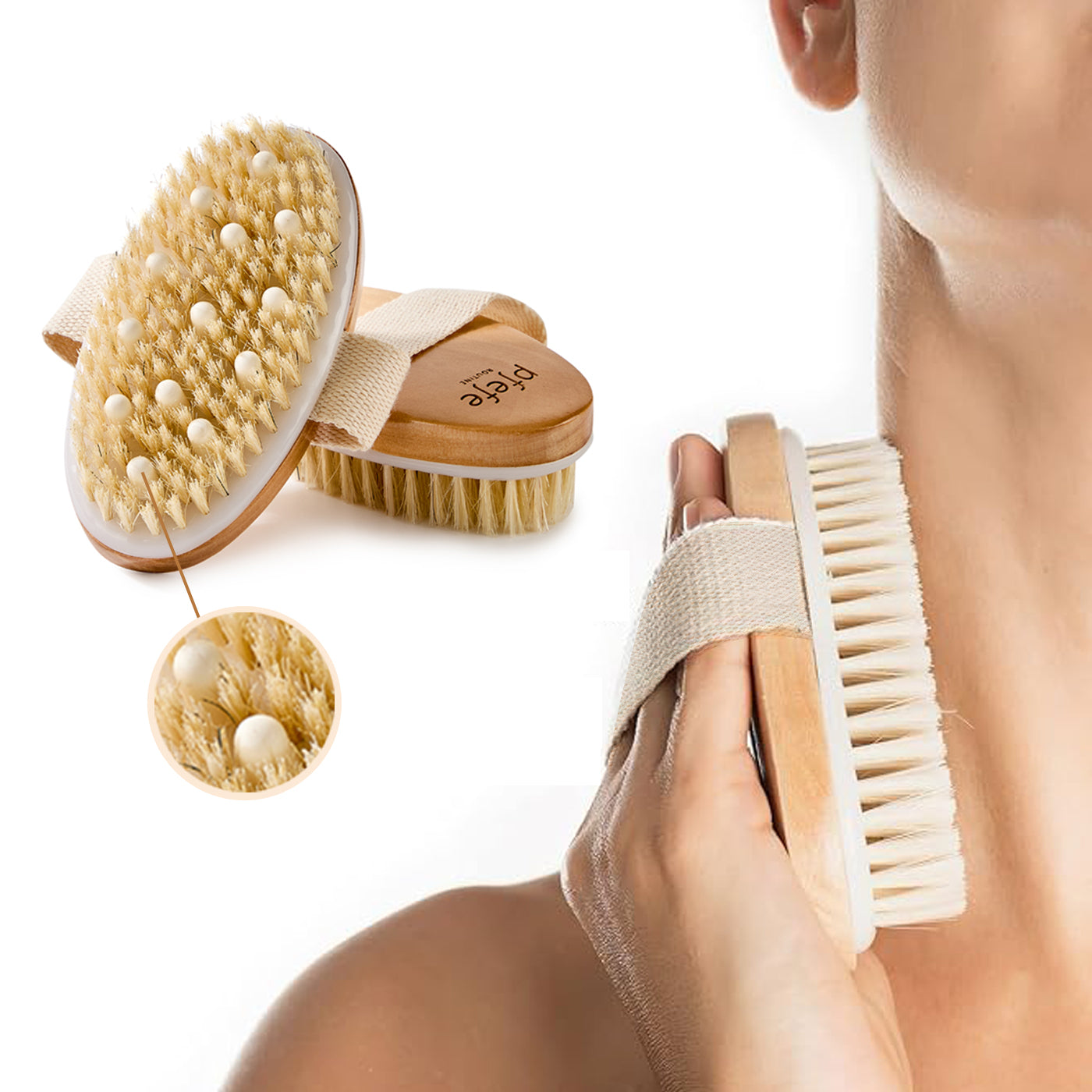 PFEFE Body Dry Brush with Natural Bristle